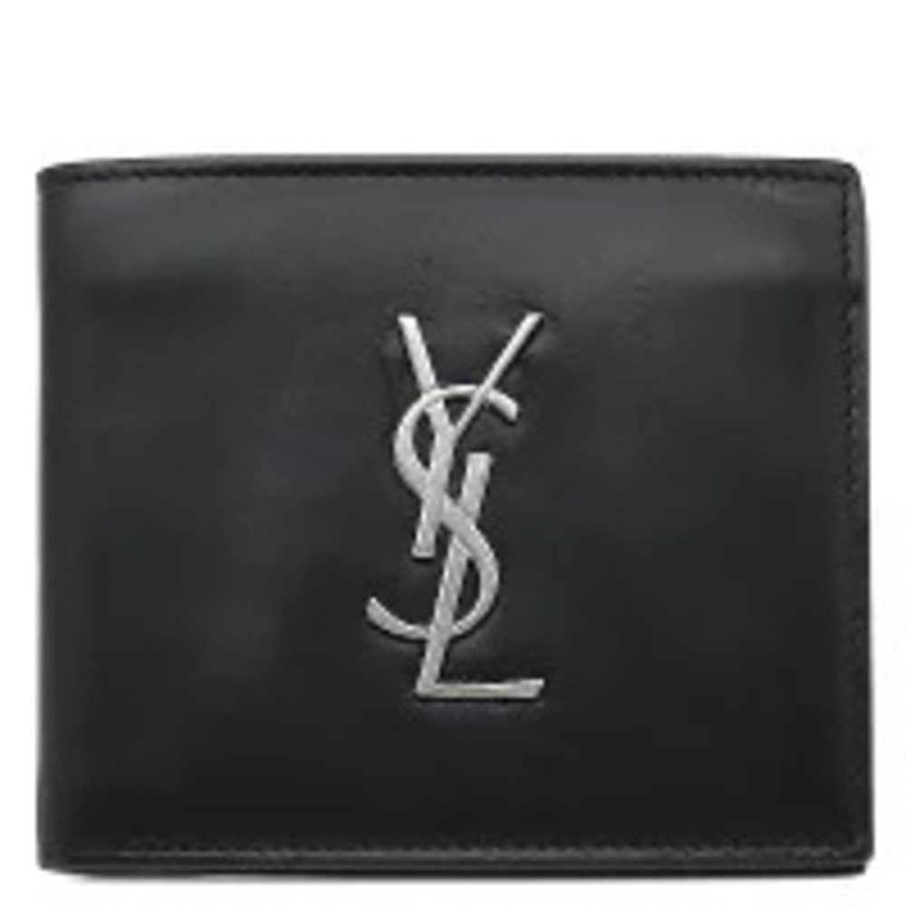 Saint Laurent Cassandra Monogram Bi fold Wallet Leather Black Billfold